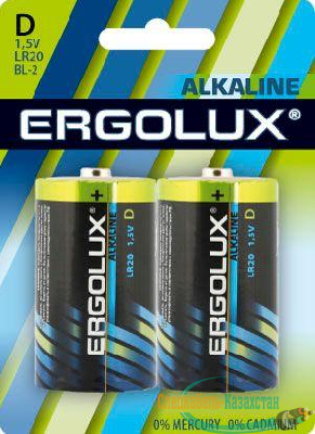Элемент питания алкалиновый LR20 BL-2 LR20 BL-2 1.5В Alkaline (блист.2шт) Ergolux 11752