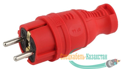 Вилка прямая V8-RED-IP44 16А IP44 з/з каучук красн. Эра Б0044547