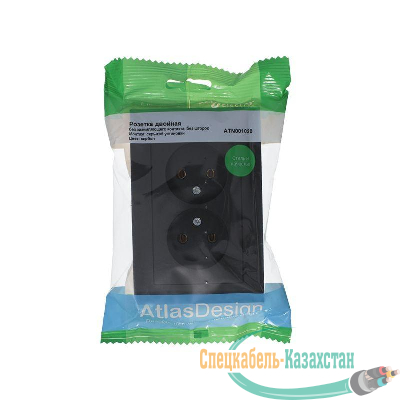 Розетка 2-м ATLAS DESIGN без заземл. 16А в сборе карбон SchE ATN001020