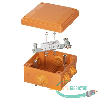 Коробка ответвительная FS 100х100х50мм 4р 450В 6А 4кв.мм с каб. вводами и клеммн. IP55 пластик. DKC FSB11404