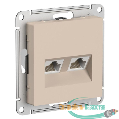Розетка компьютерная 2-м AtlasDesign RJ45+RJ45 кат.5E механизм песочн. SE ATN001285