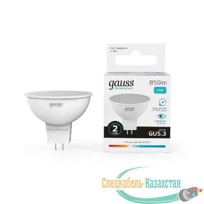 Лампа светодиодная Elementary 11Вт MR16 софит 4100К нейтр. бел. GU5.3 850лм GAUSS 13521