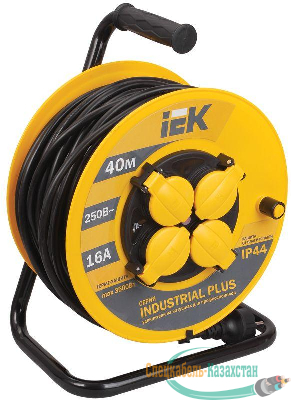 Удлинитель на катушке 4х40м с заземл. 16А IP44 УК40 "Industrial plus" с термозащ. 3х1.5 ИЭК WKP15-16-04-40-44