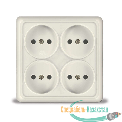 Розетка 4-м ОП Олимп без заземл. квадрат беж. UNIVersal 1170