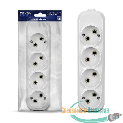 Колодка удлинителя 4-м 10А без заземл. АБС-пластик бел. TOKOV ELECTRIC TKE-C01-KU4