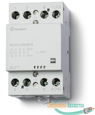 Контактор модульный 4NO 40А AgSnO2 230В AC/DC 53.5мм IP20 опции: мех. индикатор FINDER 224402304310