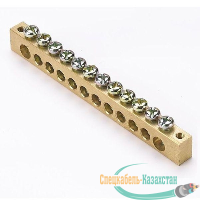 Шина PEN "ноль-земля" 8х12 12 отвер. латунь крепеж по краям PROxima EKF sn0-125-12-k