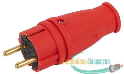 Вилка VX10-R-IP44 16А IP44 прямая с заземл. каучук красн. ЭРА Б0055415