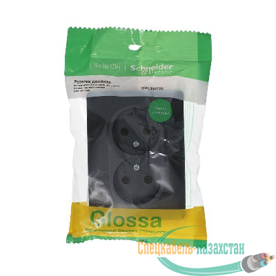 Розетка 2-м СП Glossa 16А IP20 без заземл. в сборе антрацит SchE GSL000720