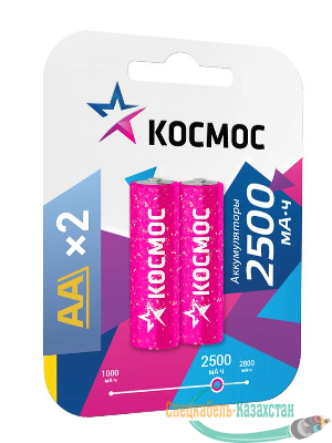 Аккумулятор R6 NI-MN 2500мА.ч BP-2 (блист.2шт) Космос KOCR6NIMH2500MAH2BL