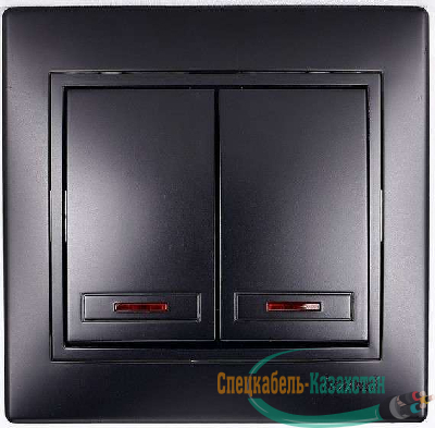 Выключатель 2-кл. СП Мира 10А IP20 с подсветкой черн. бархат LEZARD 701-4242-112