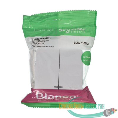 Выключатель 2-кл. ОП BLANCA (сх.5) 10А 250В изол. пласт. с подсветкой бел. SchE BLNVA105111