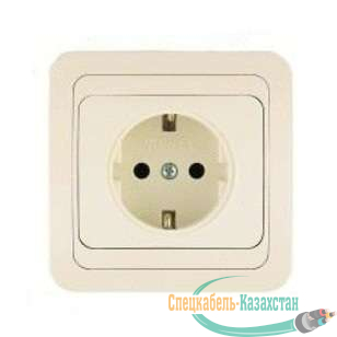 Розетка 1-м СП Mimoza 16А IP20 с заземл. крем/крем Makel 25028