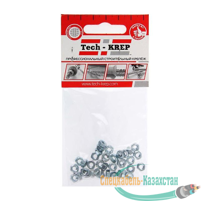 Гайка шестигранная М4 цинк. DIN 934 (уп.50шт) пакет Tech-Krep 103023