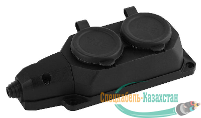 Колодка удлинителя 2-м с заземл. 16А IP44 K-2e-B-IP44 каучук черн. Эра Б0044544