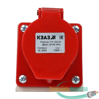 Розетка 114 16А 380В AC 3P+PE 6ч для монтажа на поверхность IP44 КЭАЗ 222754
