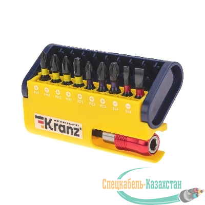 Набор бит с магнитным держателем пластиковый кейс 10 шт Kranz KR-92-0466