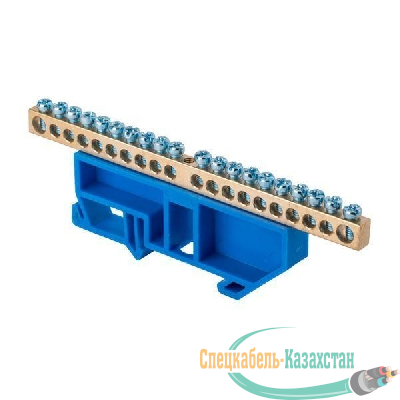 Шина нулевая N 6х9 20 отвер. латунь син. изолятор на DIN-рейку PROxima EKF sn0-63-20-d