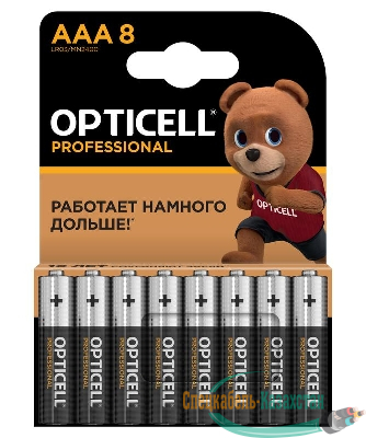 Элемент питания алкалиновый AAA/LR03 (блист. 8шт) Professional Opticell 5052008