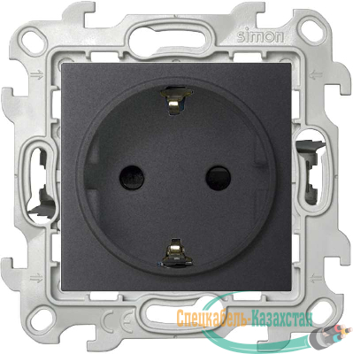 Механизм розетки 2К+З с защ. шторками Push&Go Simon24 графит 2420432-038