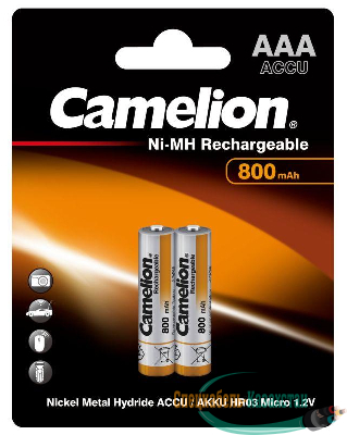 Аккумулятор R03 NI-MN 800мА.ч BP-2 (блист.2шт) Camelion 3674