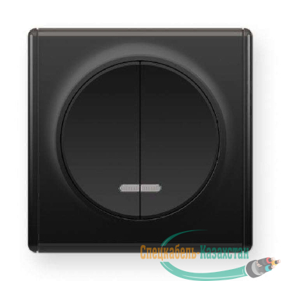 Механизм выключателя 2-кл. СП Florence 10А IP20 с подсветкой черн. 1E31801303 OneKeyElectro 2172825