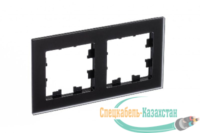 Рамка 2-м ATLASDESIGN NATURE мат. стекло черн. SchE ATN331002