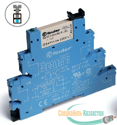 Модуль интерфейсный (сборка 34.51.7.060.0010 + 93.01.8.240) электромеханич. реле 1CO 6А AgNi 230-240В AC IP20 винт. клеммы FINDER 385182400060