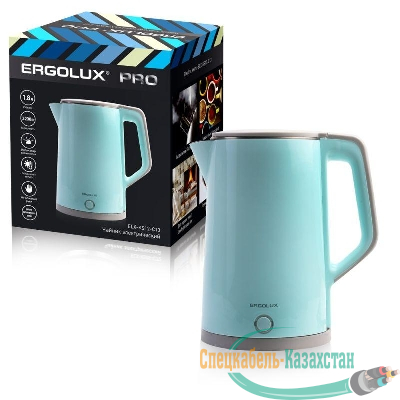 Чайник электрический ELX-KS12-C13 PRO нерж. сталь/пластик 1.8л 220-240В 2200Вт голуб. Ergolux 15330