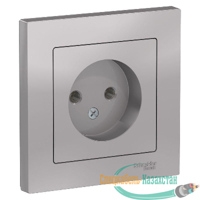 Розетка 1-м СП AtlasDesign 16А IP20 без заземл. в сборе алюм. SE ATN000340