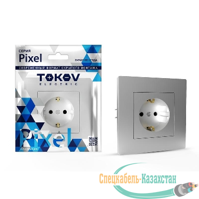 Розетка 1-м СП Pixel 16А IP20 с заземл. защ. шторки в сборе алюм. TOKOV ELECTRIC TKE-PX-R1FZSF-C03