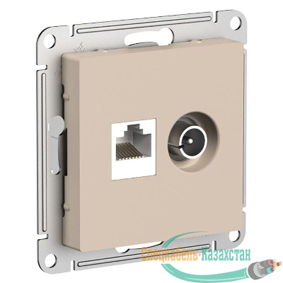 Розетка компьютерная + телевизионная 2-м AtlasDesign RJ45 кат.5E песочн. SE ATN001289