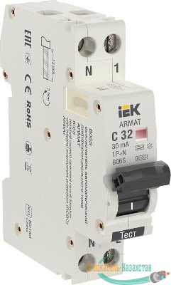 Выключатель автоматический дифференциального тока 2п (1P+N) C 32А 30мА тип A АВДТ B06S 18мм ARMAT IEK AR-B06S-1N-C32A030