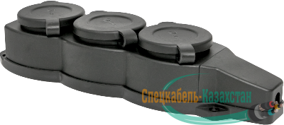 Колодка 3-м 16А IP44 2P+PE 230В с защ. крышками каучук EKF RPS-015-16-230-44