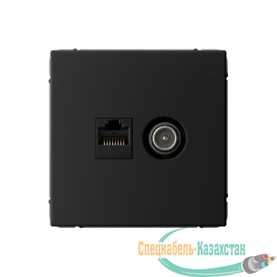 Розетка компьютерная + телевизионная 2-м ArtGallery RJ45 + TV кат.5E карбон SE GAL001089