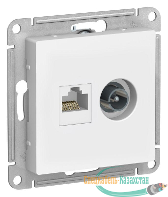 Розетка компьютерная + телевизионная 2-м AtlasDesign RJ45 кат.5E лотос SE ATN001389
