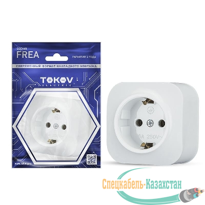 Розетка 1-м ОП Frea 16А IP20 250В с заземл. АБС-пластик бел. TOKOV ELECTRIC TKE-FR-R1Z-C01
