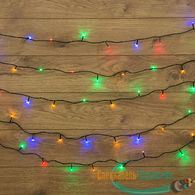 Гирлянда "ТВИНКЛ ЛАЙТ LED" (с контроллером 8 режимов) 6м 40LED 4Вт 220В IP20 мульти. провод темн.-зел. ПВХ NEON-NIGHT 303-029