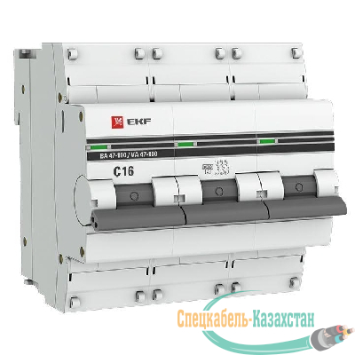 Выключатель автоматический модульный 3п C 16А 10кА ВА 47-100 PROxima EKF mcb47100-3-16C-pro