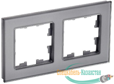 Рамка 2-м BRITE РУ-2-2-БрСе стекло сер. IEK BR-M22-G-K03