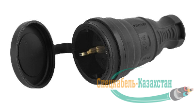 Разъем каучуковый с заземл. прям. 16А IP44 черн. Эра Б0044541