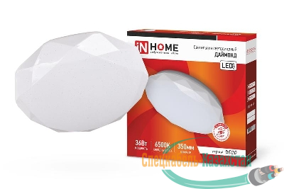 Светильник светодиодный DECO ДАЙМОНД 36Вт 230В 6500К 3240лм 380х55мм IN HOME 4690612033730