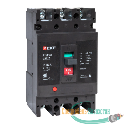 Выключатель автоматический 3п 80А 18кА LS125 ProPact EKF mccb-125-18-3-80-ls