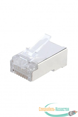 Разъем PLUG-8P8C-U-C6-SH-100 (8P8C) под витую пару кат. 6 (50/50микродюйм) экранир. универс. (для ож и мж кабеля) (уп.100шт) Hyperline 49358