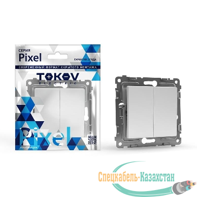 Выключатель 2-кл. СП Pixel 10А IP20 механизм бел. TOKOV ELECTRIC TKE-PX-V2-C01