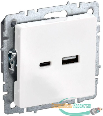 Розетка BRITE USB A+C 18Вт РЮ11-1-БрБ механизм бел. IEK BR-U22-018-K01