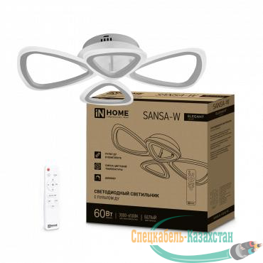 Светильник светодиодный ELEGANT SANSA-W 60Вт 230В 3000-6500К 4700лм 600х400х75мм с пультом ДУ бел. IN HOME 4690612043326