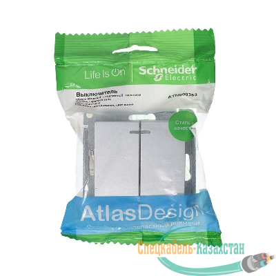 Механизм выключателя 2-кл. ATLAS DESIGN с подсветкой (сх.5а) 10АХ алюм. SchE ATN000353