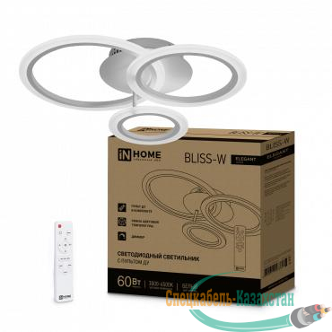 Светильник светодиодный ELEGANT BLISS-W 60Вт 230В 3000-6500К 4700лм 500х500х140мм с пультом ДУ бел. IN HOME 4690612043364
