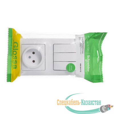 Блок комбинированный GLOSSA розетка + выкл. 3-кл. бел. SchE GSL000176